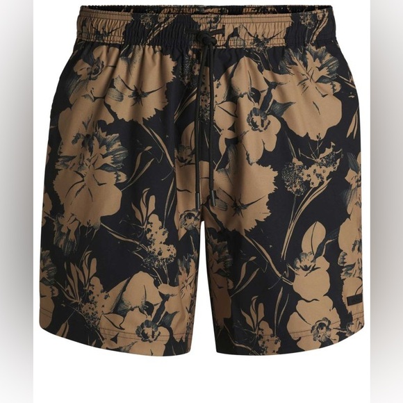 Boss Other - Boss Black and Tan Floral Swim Trunks